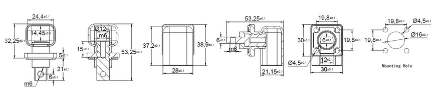 Корпусна прохідна клема для акумулятора 120А (чорна, з кришкою) RHT-FM6-EB-3037-120A-C-B фото