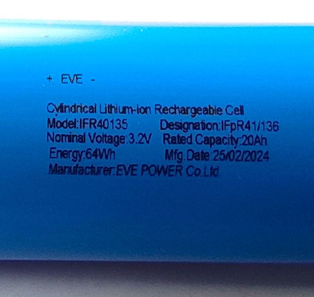 Акумулятор LifePO4 EVE 40135 3.2V 20Ah Grade A 40135 фото
