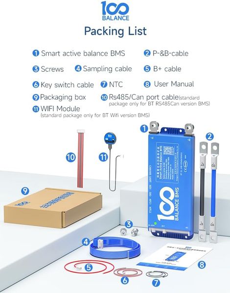 Smart BMS 100Balance (суббренд DALY) 100A 8S - 17S Li-ion/LiFePO4/LTO з активним балансиром та Bluetooth DALY-8-17S-100 фото